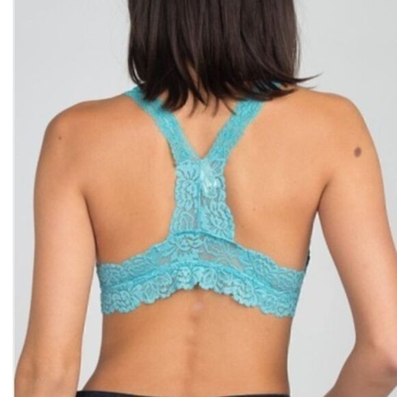 Lace Racer Back Bralette Peach Pink S/M - Picture 6 of 7